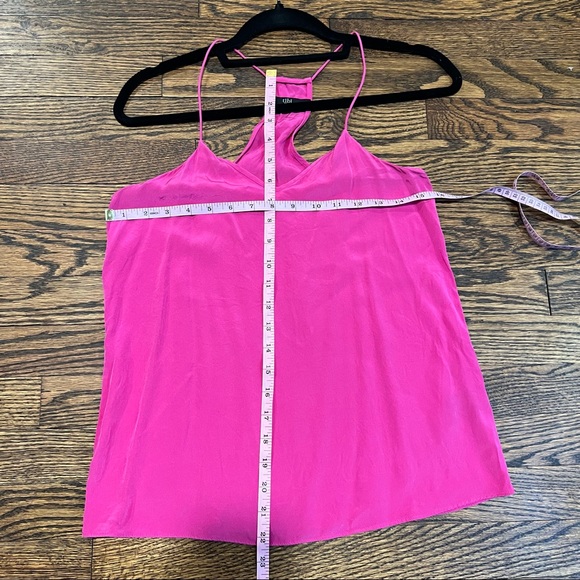 SOLD: TIBI Racerback Tank Top Spaghetti Strap Hot Pink 100% Silk Size 0 - Picture 3 of 6